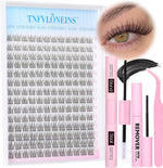Natural Lash Extension Kit Wispy Lash Clusters Kit 168Pcs Eyelash Extension Kit 9-12MM Eyelash Clusters Lashes Individual Kit with Remover for Lash Extension, Bond and Seal and Tweezers by TNFVLONEINS - Image 1