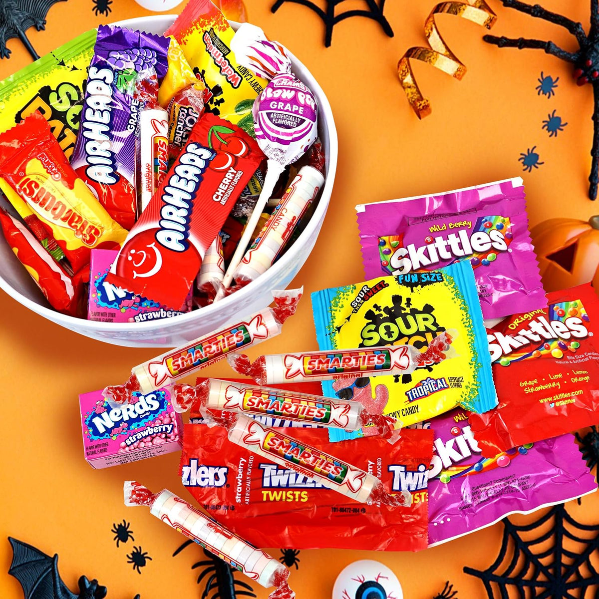 Individually wrapped bulk party candy pantry pack on a clean background