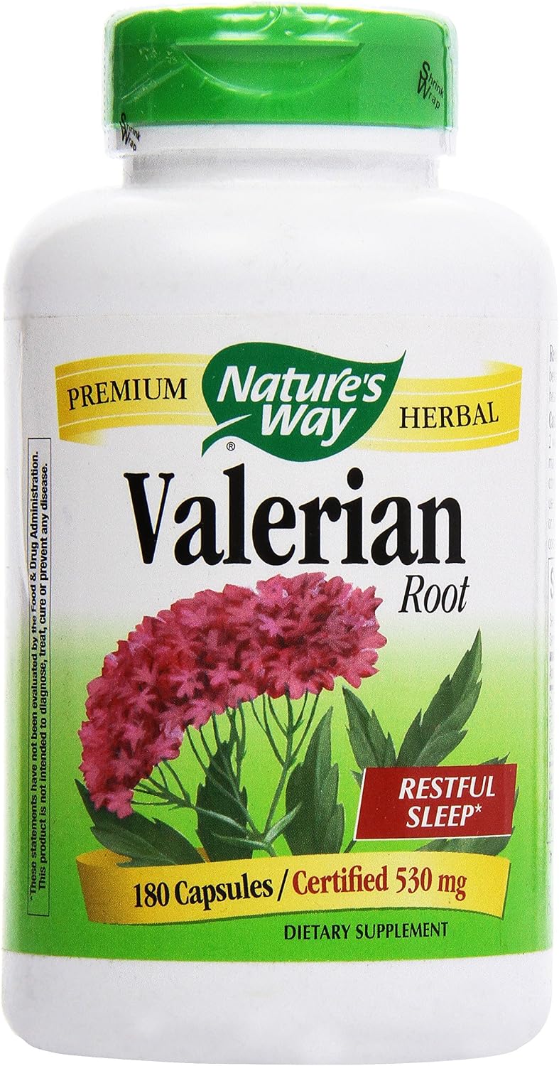 Nature's Way Valerian Root 180 capsules front bottle view