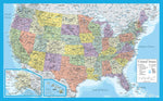 Yellow color toned US wall map mounted on a wall