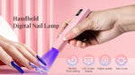 Full packaging view of the Mlogiroa handheld gel nail light with included USB-C charging cable.