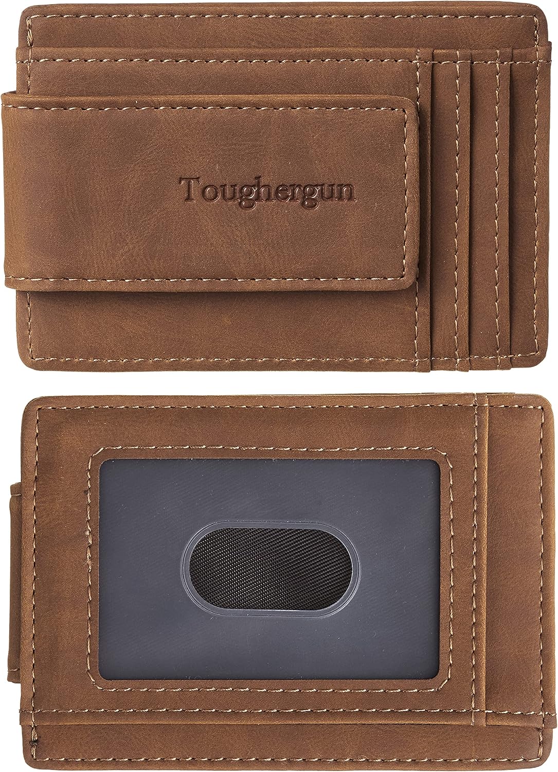 Toughergun Slim Wallet for Men RFID Blocking Money Clip, Minimalist Front Pocket Credit Card Holder, Magnetic Thin Mens Wallets with ID Window - Image 13