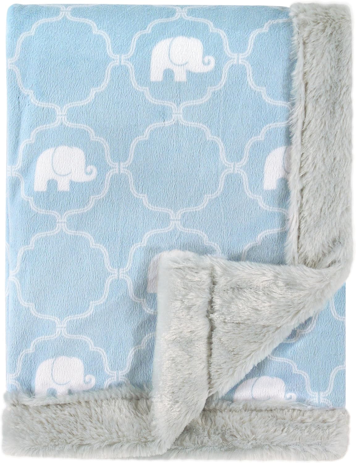 Hudson Baby plush blanket front view elephant design