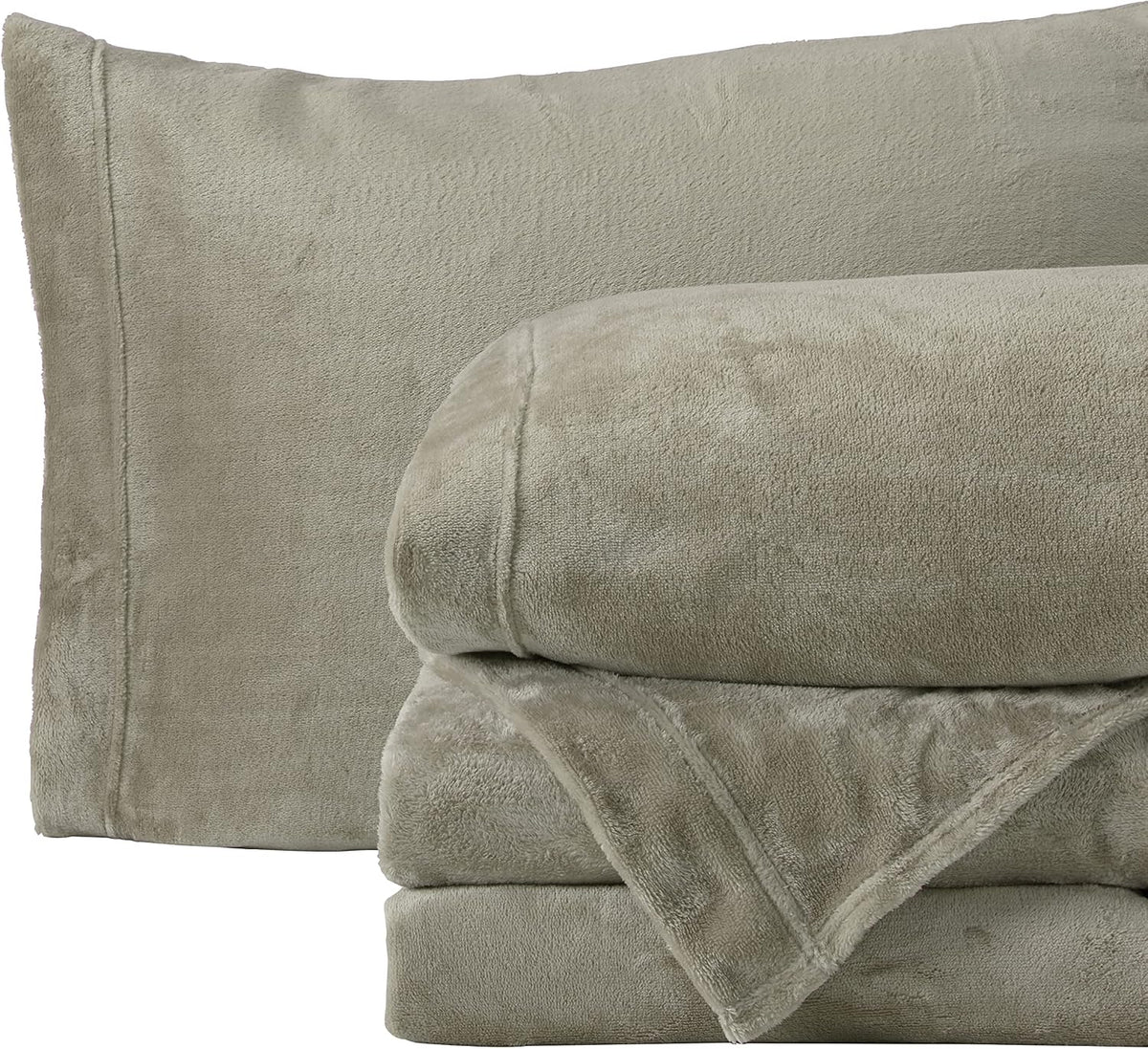 NY Loft Luxury Micro Fleece Sheet Set | Twin Size | Taupe | Deep Pocket | Super Soft | Plush Polar Fleece Sheets | Non-Pilling | Cozy Warm Sheets | Fog Taupe - Image 9