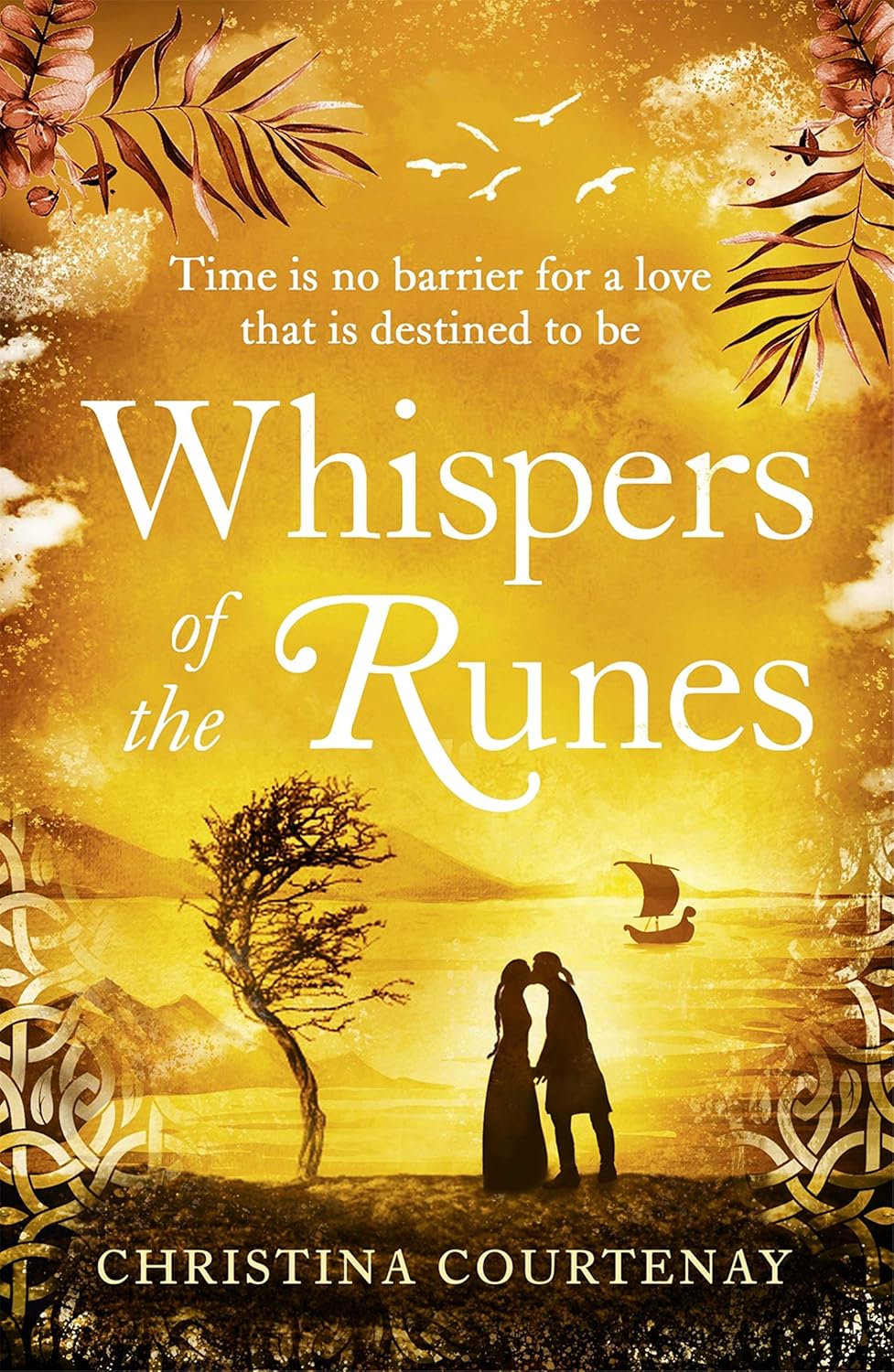 Christina Courtenay Whispers of the Runes audible audiobook front cover featuring a historic Viking timeslip romance theme.