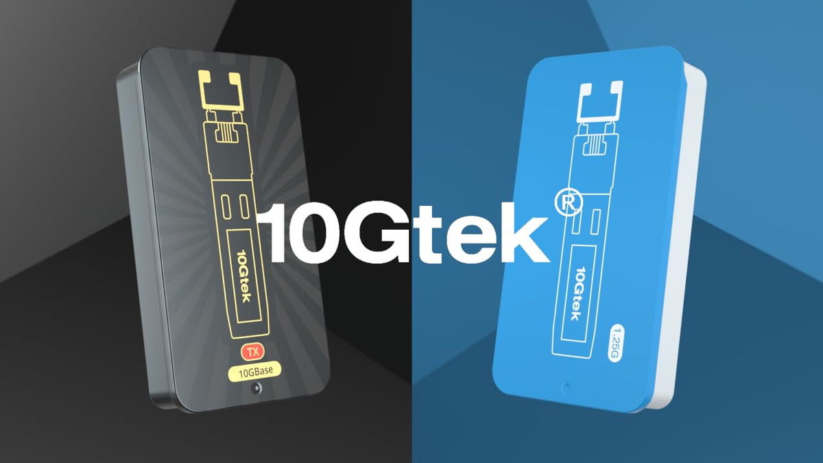 10Gtek 1.25G SFP module inserted into a network switch port