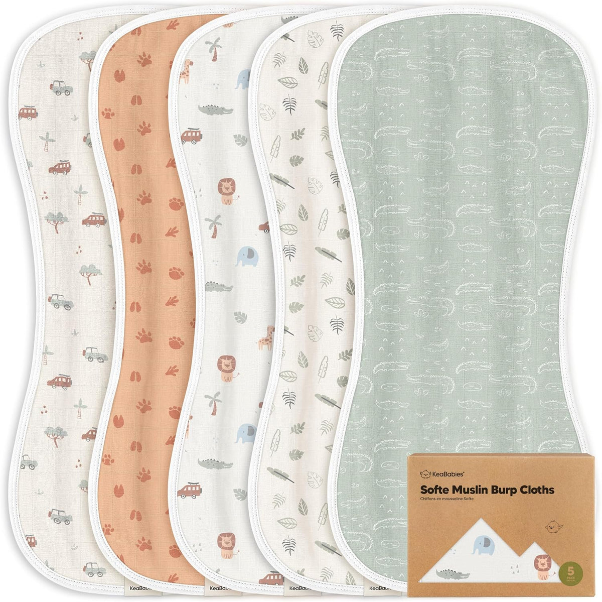 5-Pack Muslin Burp Cloths Baby Boy, Girl, Soft Absorbent Rags (Soft White) | Baby Burp Cloth Rags, 8-Layers Viscose Derived from Bamboo Cotton Muslin Towel, Super Soft Spit Up Rags, No Shrink Washcloths - Image 13
