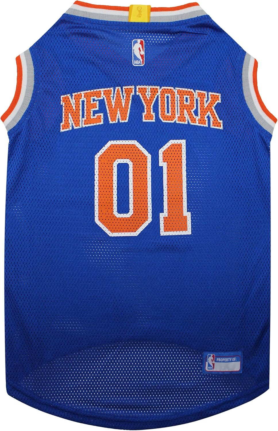 Pets First New York Knicks dog jersey front view basketball pet apparel