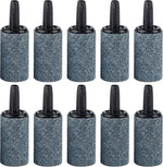 Pawfly aquarium air stone 1 inch 10 pack front view showing grey cylindrical bubble diffusers for fish tanks