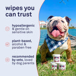 Petpost wrinkle wipes ingredients list featuring coconut oil