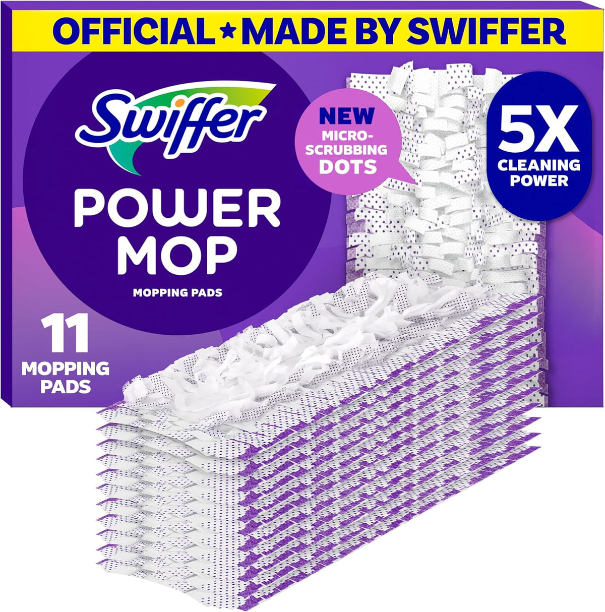 Swiffer PowerMop Multi Surface Mopping Pad Refills 11 Count front packaging view
