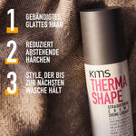 Model showing sleek blowout achieved with KMS straightening creme