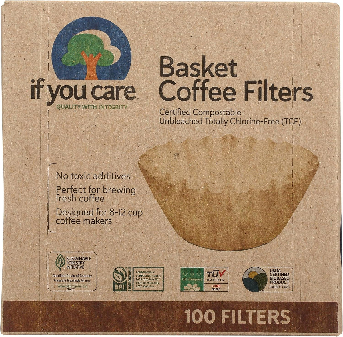 If You Care unbleached basket style coffee filters close up