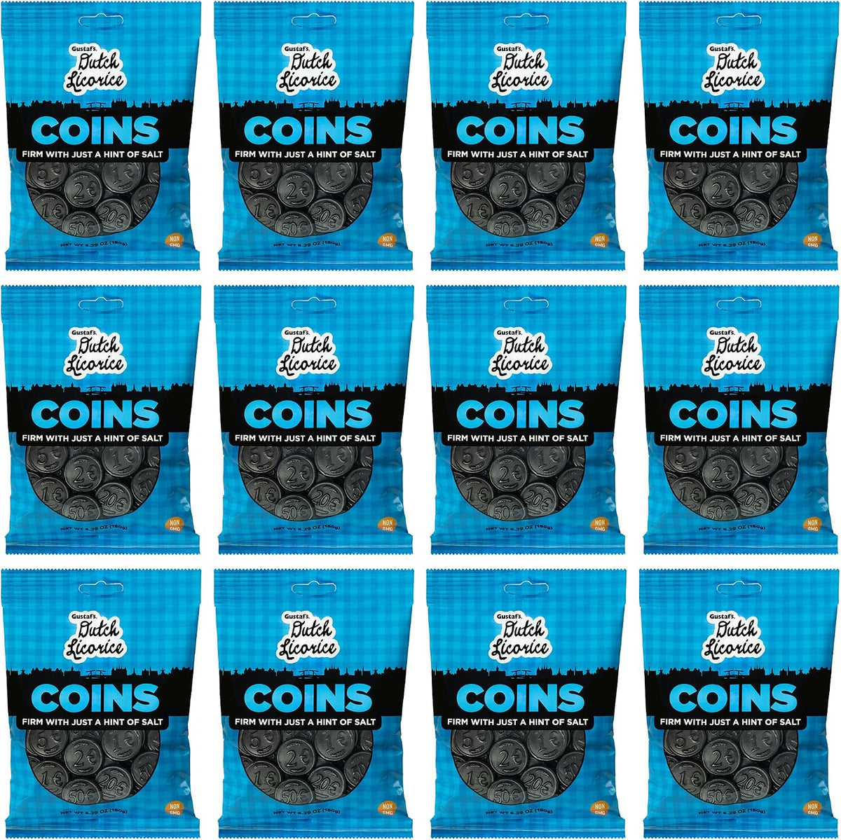 Authentic Gustaf's imported salty black liquorice candy ready for snacking.