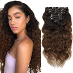 Caliee Natural Wave Curly Clip in Extensions Human Hair 14 Inch | Piano Blend Rich Dark Brown and Strawberry Blonde Real Human Hair Extensions in 120g - Image 11