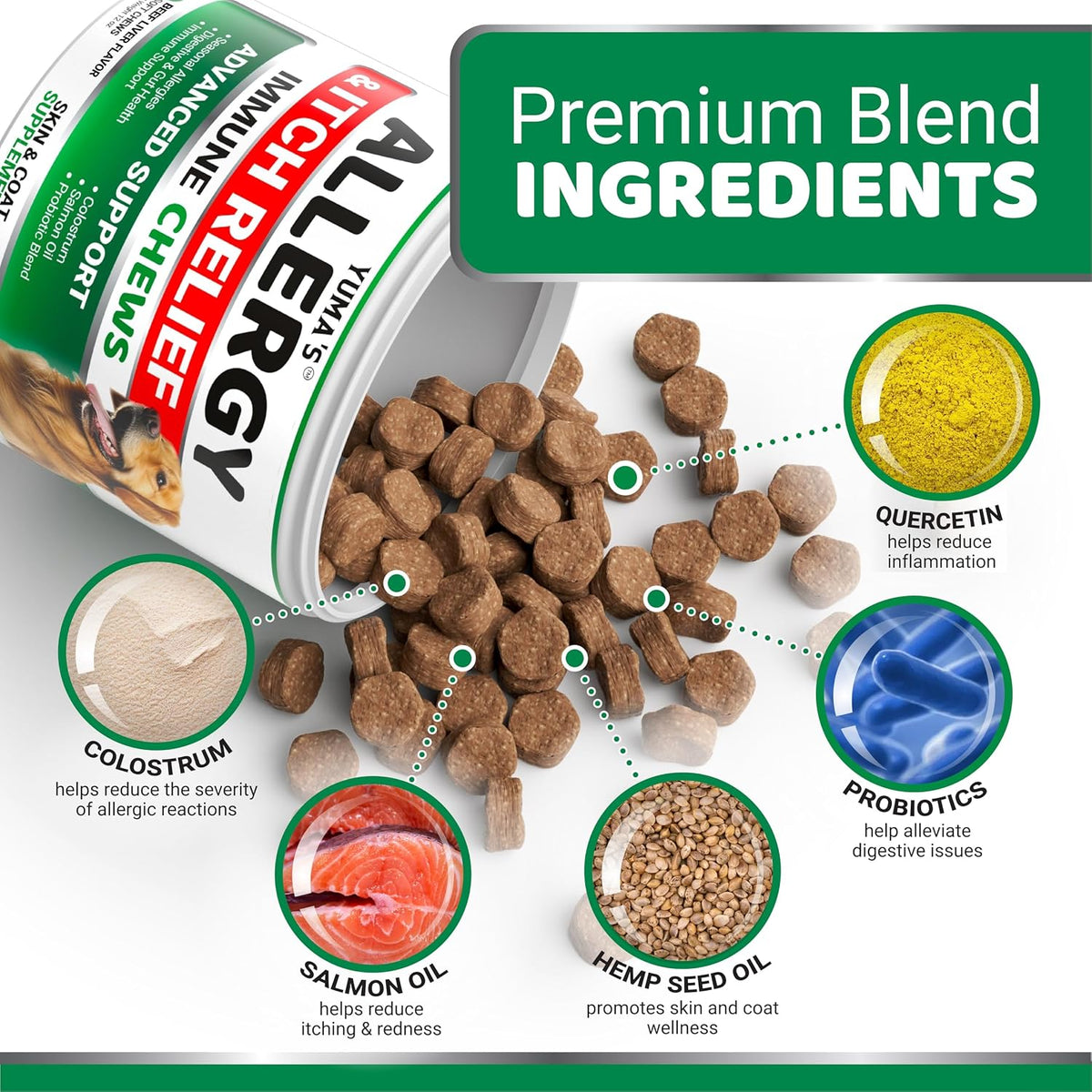 Anti itch supplement jar with one hundred seventy dog treats