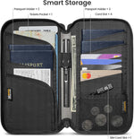 Tomtoc passport wallet showing passport slots and card holders