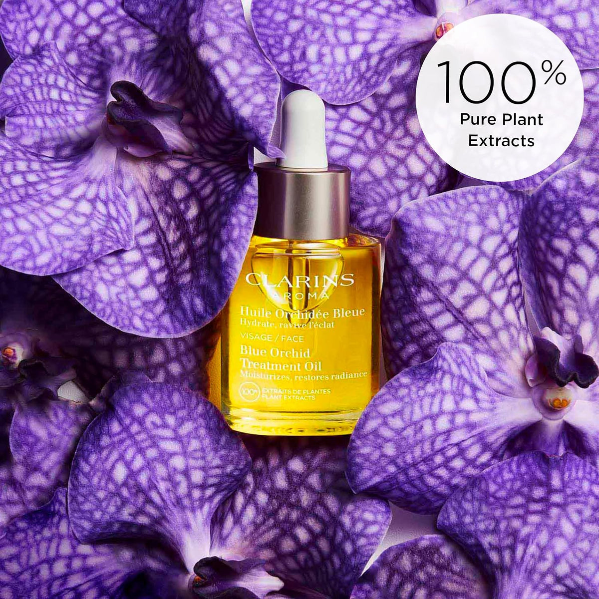 Clarins skincare product label and ingredient highlights