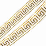 Offray 7/8" Wide Ribbon for Crafts and Decorations, 9-Foot Spool, White Greek Key Pattern - Image 2