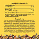 Healthy foraging blend for pet birds showcasing vitamins and omega-3 ingredients.