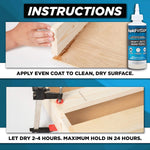 Back label of Aleene's Liquid Fusion adhesive with instructions