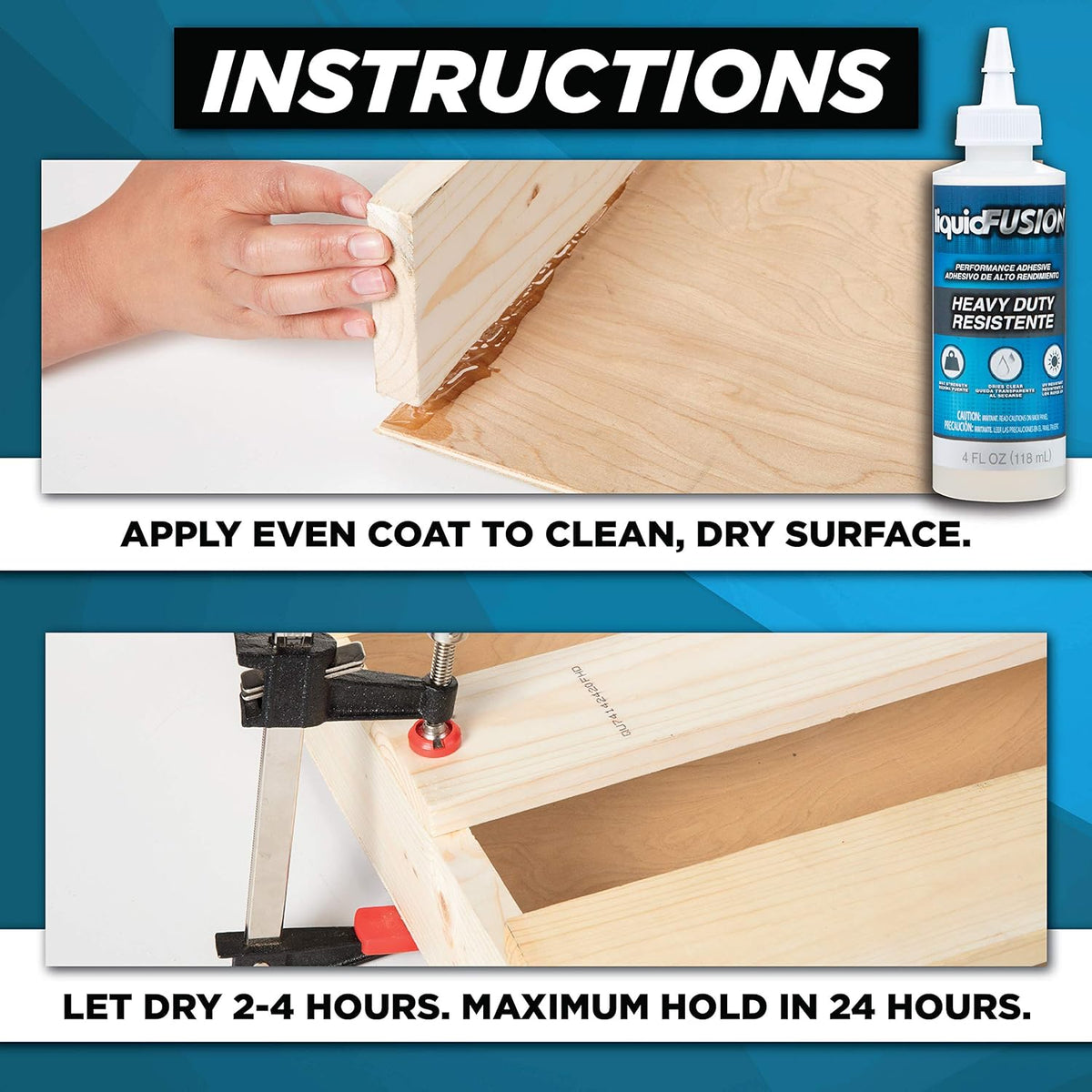 Back label of Aleene's Liquid Fusion adhesive with instructions