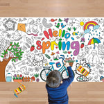 JXSDWANG Spring Giant Coloring Tablecloth for children showing spring theme designs.
