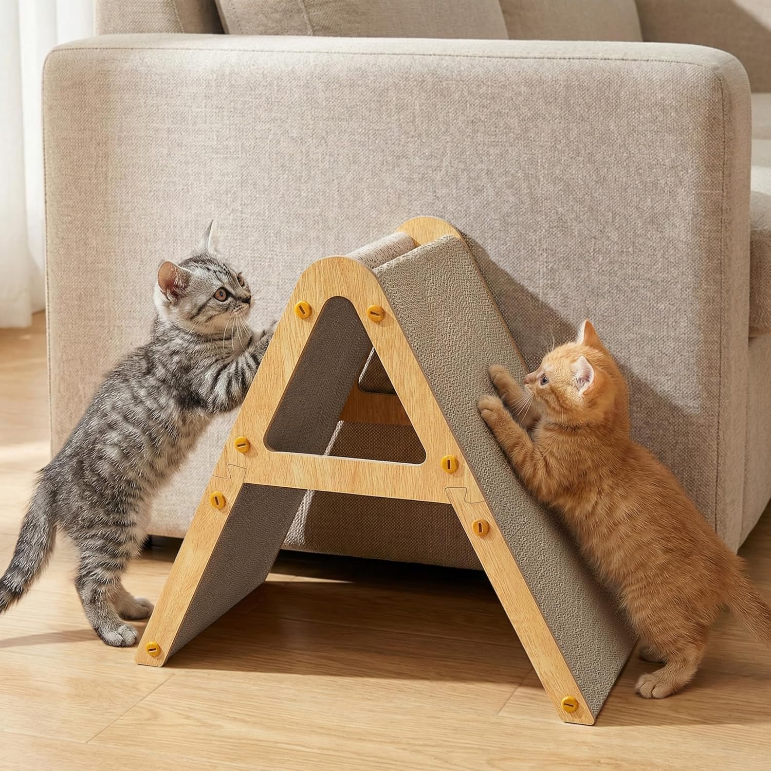 Conlun cat scratcher cardboard vertical frame view for kitten furniture protection
