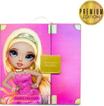 Rainbow High Paris Hilton collector doll inside luxury holographic packaging box