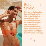 Kopari sheer mineral sunscreen texture swatch on hand showing zero white cast