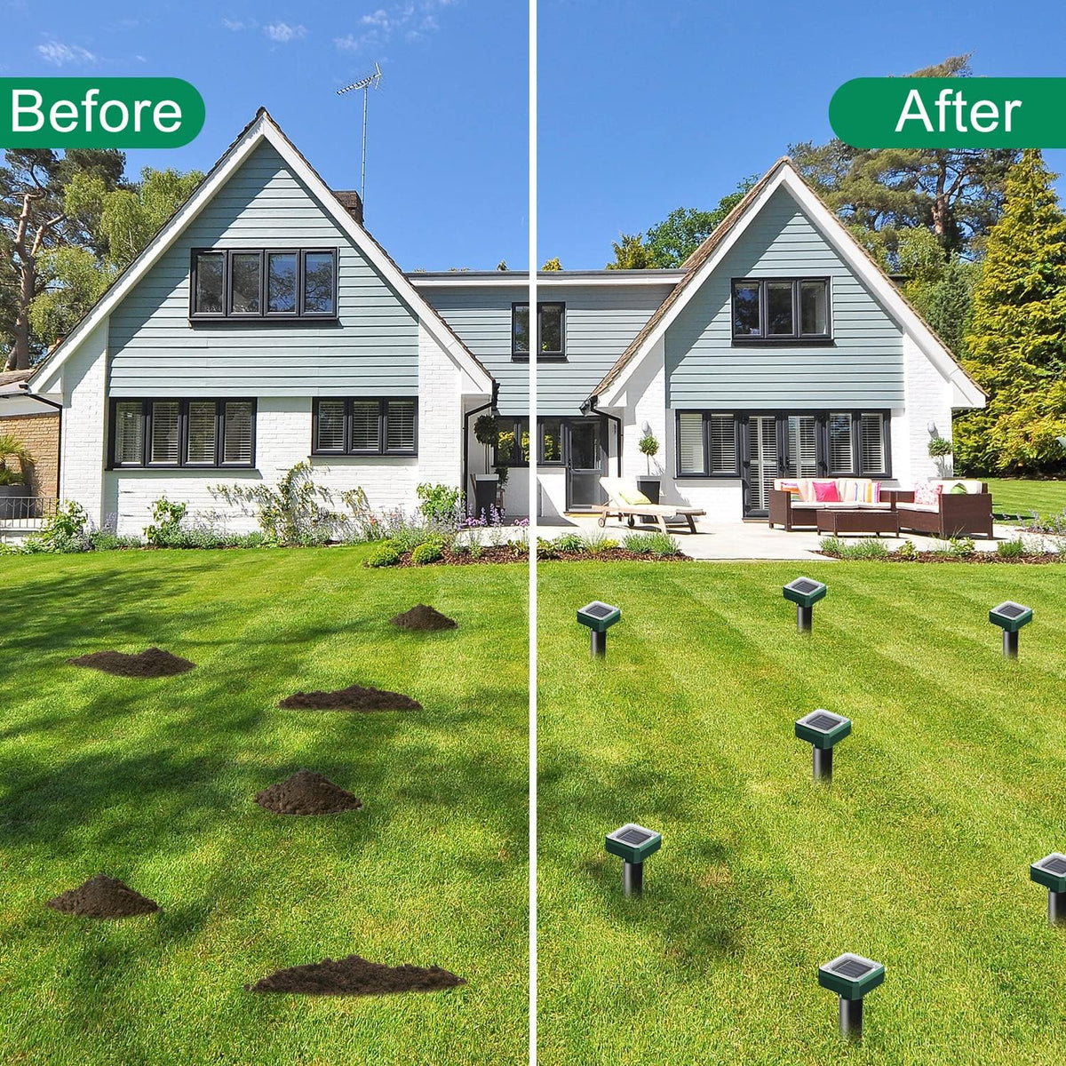 USKICH yard and garden pest repellent installed in soil