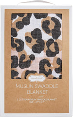 Mud Pie muslin swaddle leopard front view blanket