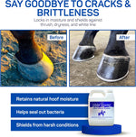 Aramid fiber reinforced horse hoof sealant bottle back label with application instructions