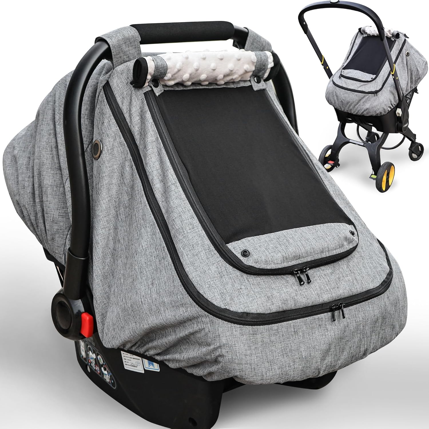 YVMVDV waterproof baby car seat cover front view in grey color
