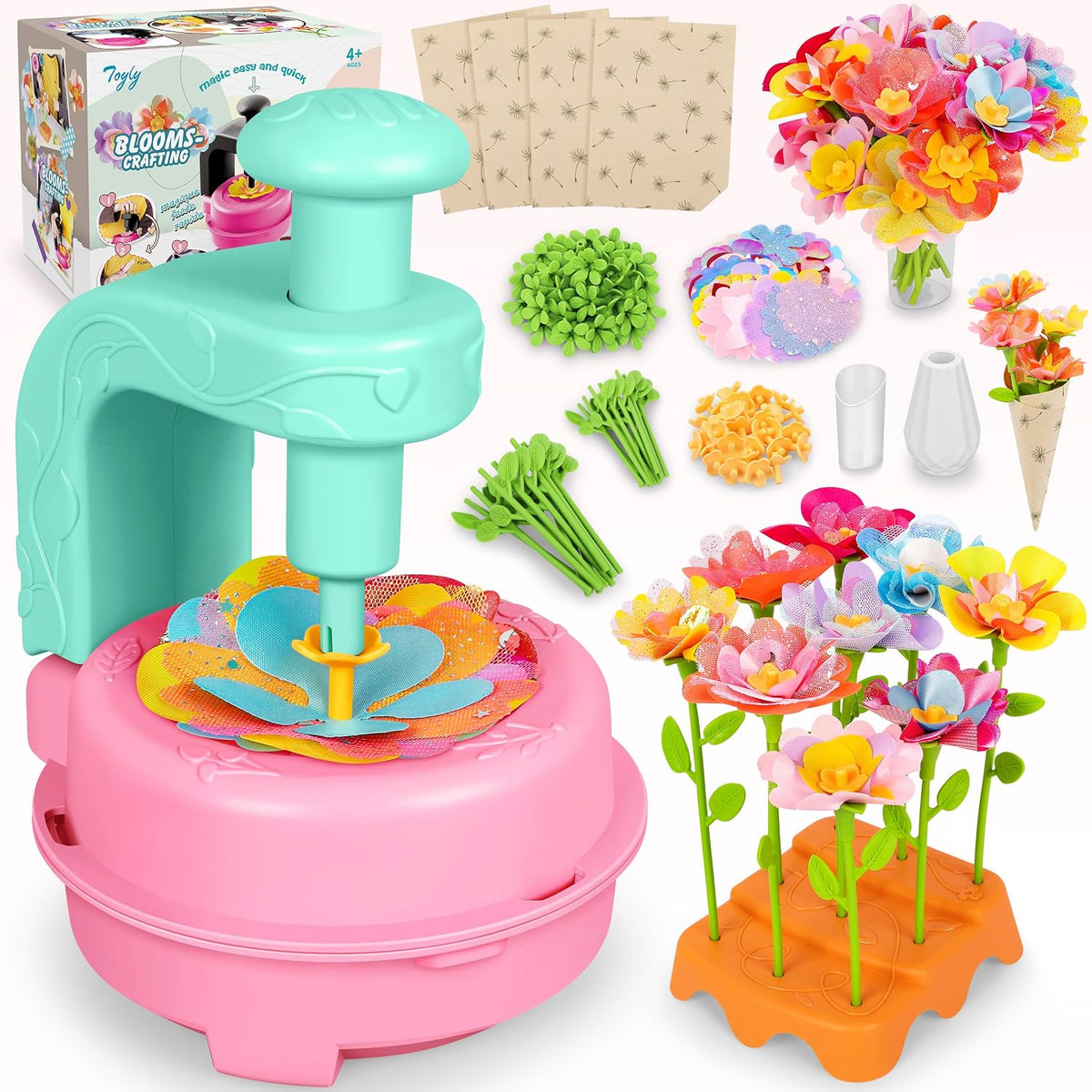 DIY Fabric Flower Bouquet Craft Kit, Educational Toy Gift Girls Toddlers 4+ | Flowers Market Toy for Kids, Build Your Flower Bouquet, Arts & Crafts for 4+ Year Toddler Girl - Image 12