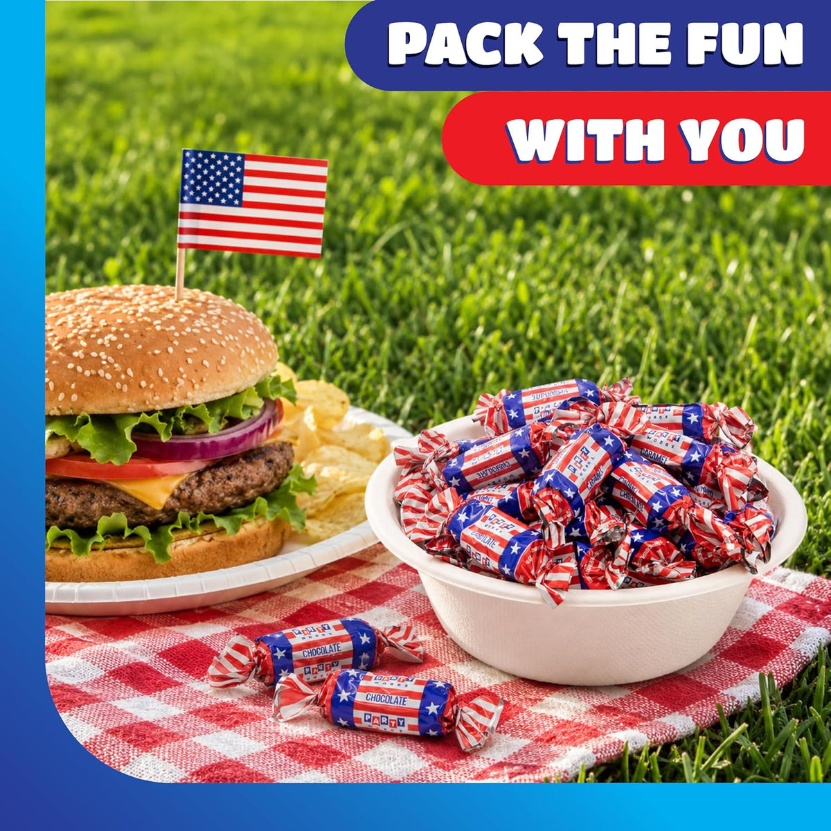 CrazyOutlet 3 pound patriotic chocolate caramels package back label