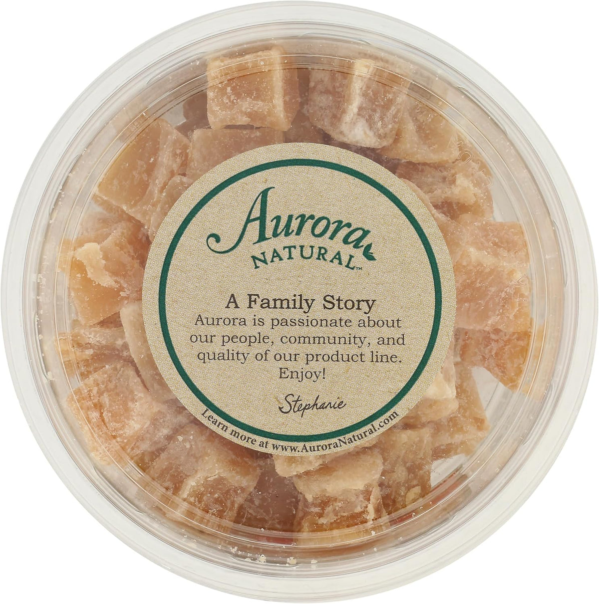 Textured look at sugar dusted ginger candy pieces by Aurora Natural Products.