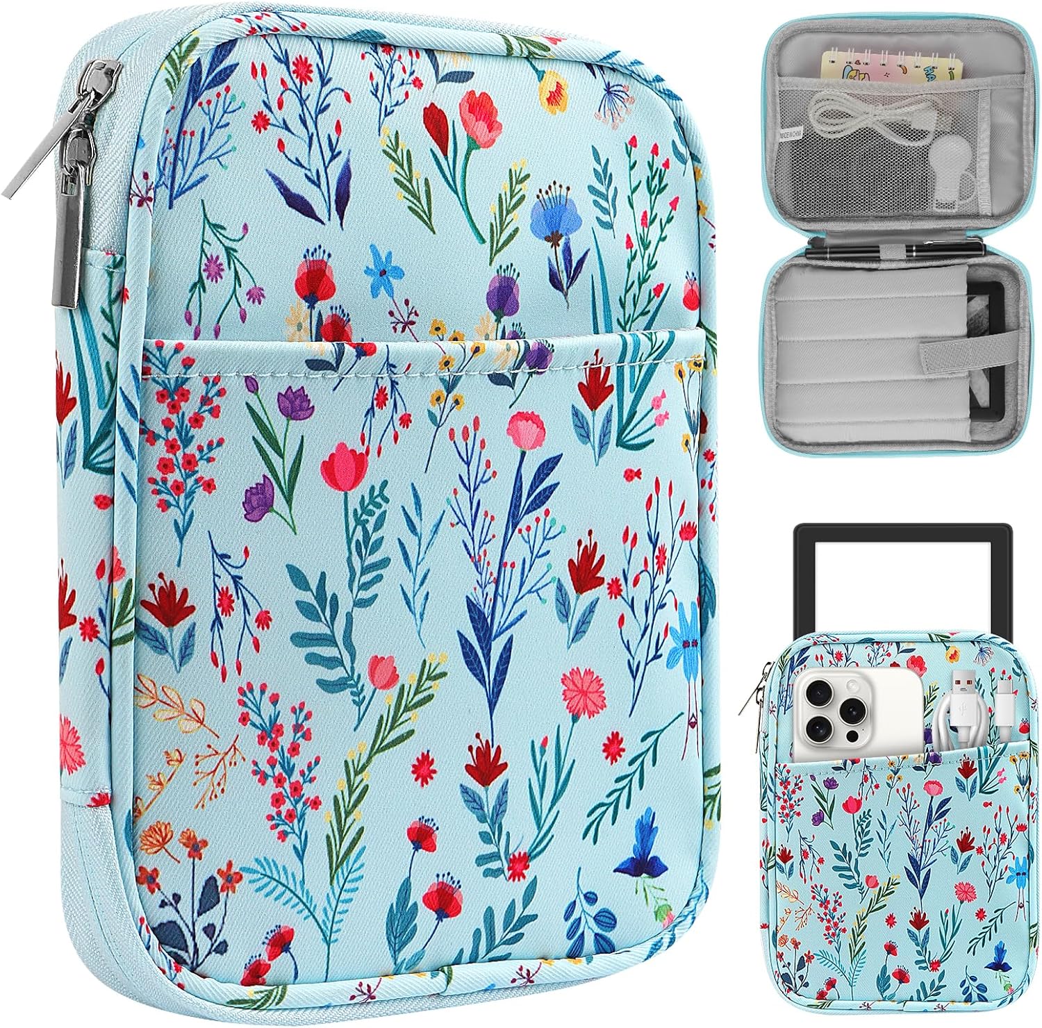 HoYiXi Universal Sleeve Bag front view with floral design
