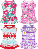 4PCS/Pack Floral Dog Dresses Sleeveless Spring Summer for XXXL Large Dogs Girl Female Red Green Yellow Purple Skirts Flower Sundress for Holiday Party Wedding Lightweight Breathable - Image 13