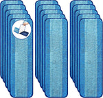 BYOFI microfiber mop pads fifteen pack front view showing the textured blue cleaning surface.