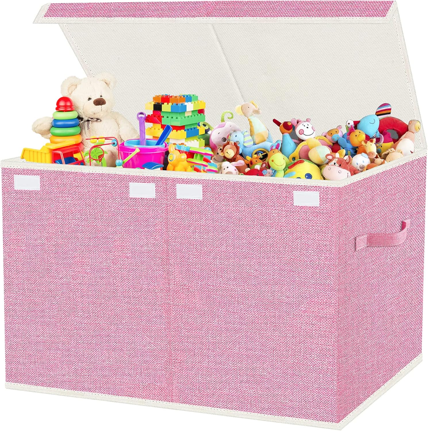 VERONLY Large Collapsible Toy Storage Box front view pink organizer chest in a clean kids nursery room.