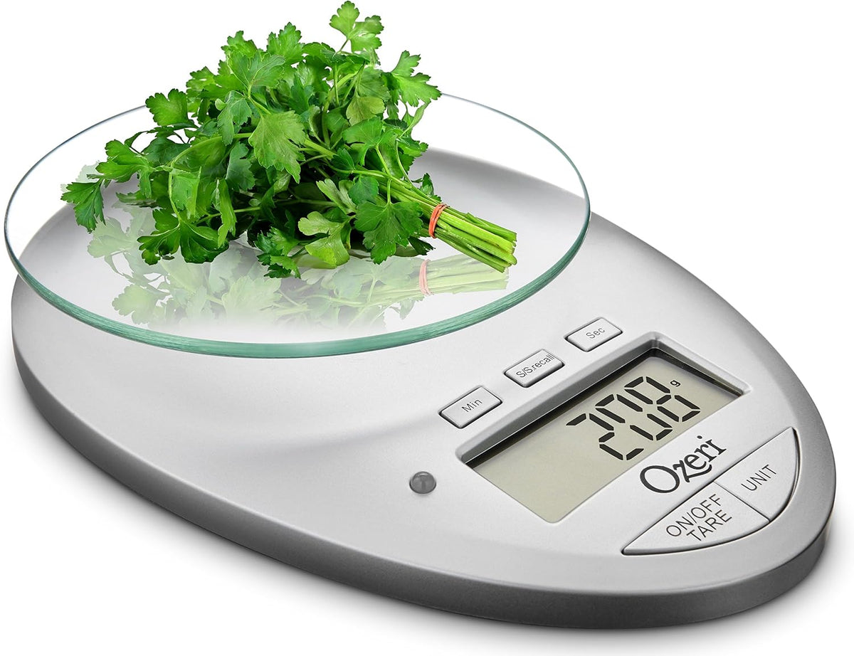 Ozeri Pro II Digital Kitchen Scale with Removable Glass Platform and Countdown Kitchen Timer (1 g to 12 lbs Capacity) | Newly designed, the Pro II features a built-in kitchen timer with 3 alarm modes (audible beep, blinking LED, or combined). - Image 10