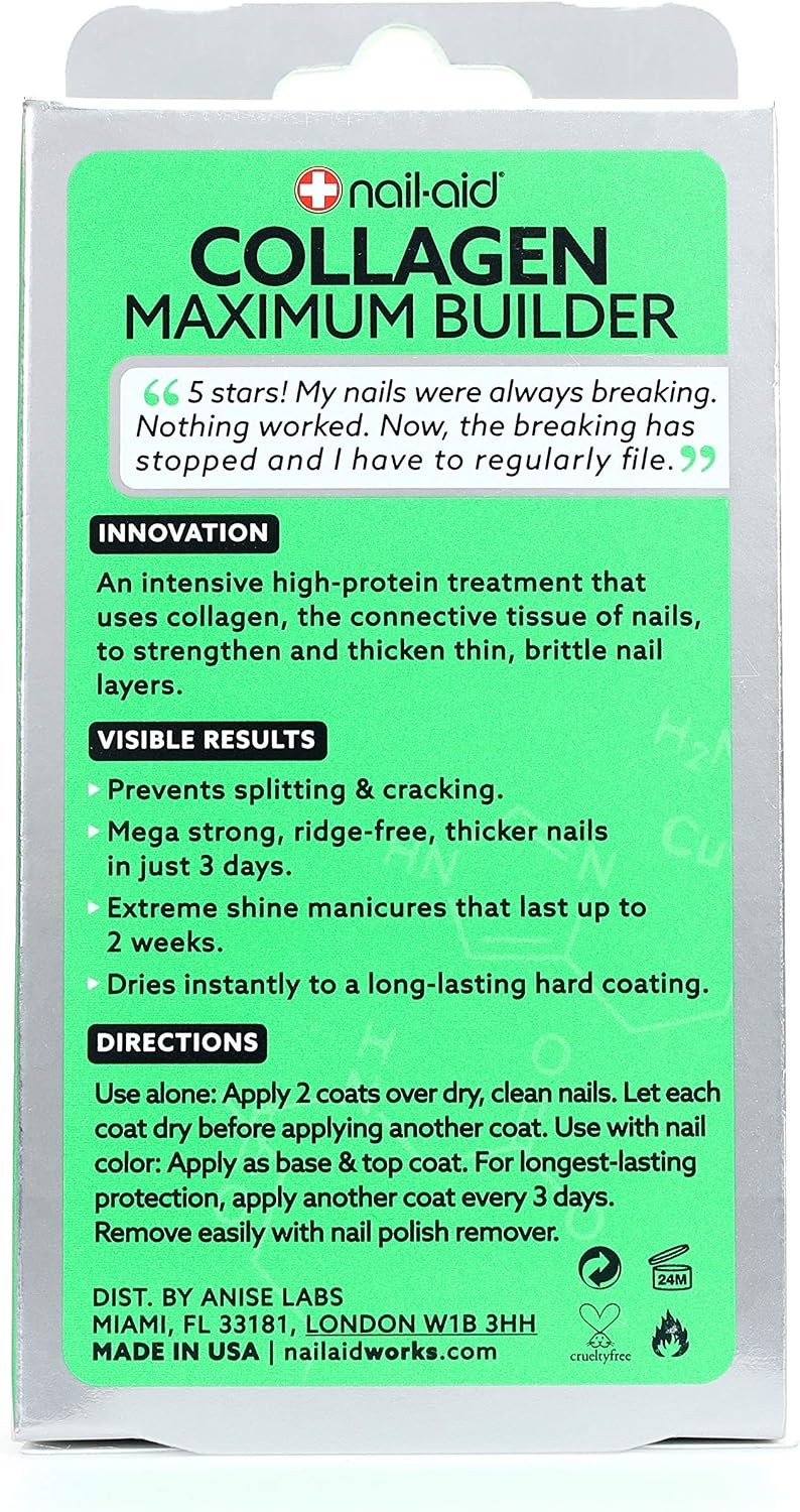 Nail-Aid collagen maximum builder brush applicator and clear liquid closeup