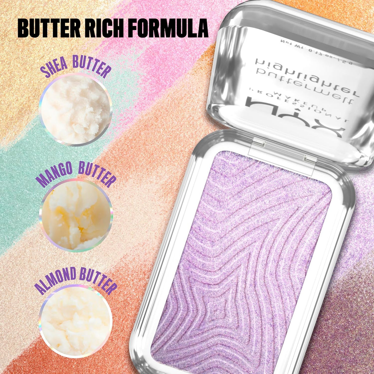 NYX PROFESSIONAL MAKEUP Buttermelt Highlighter, Powder Highlighter Makeup, With Up to 12H Wear and High Impact Glow - 40 No 1 Butta (Holographic Lavender) - Image 6