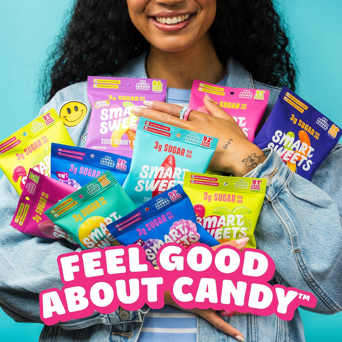 SmartSweets Sour Blast Buddies pack showcasing the tangy and sweet low calorie assorted gummies.