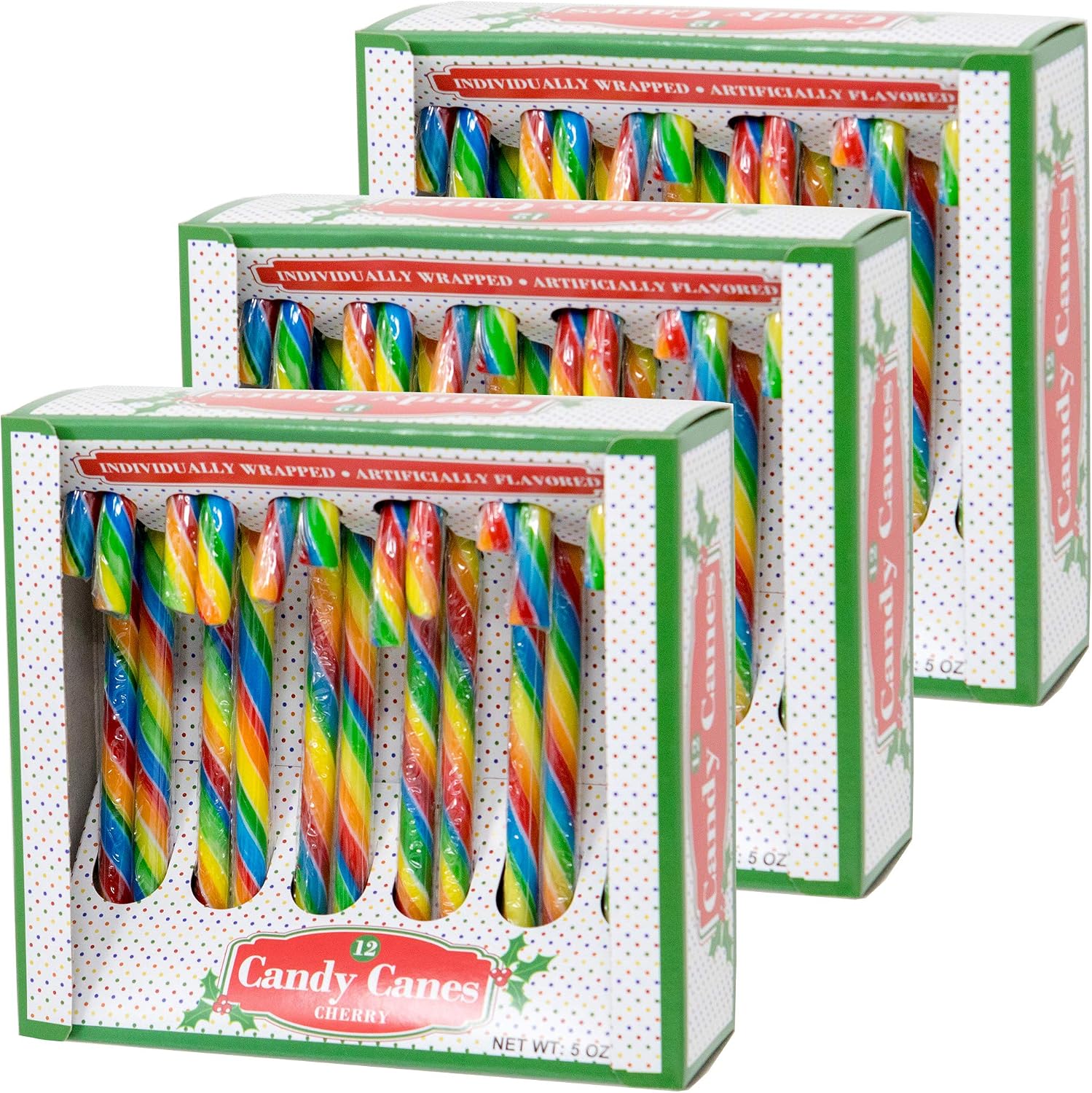Candy Cane King Rainbow Cherry Gift Set front view of festive holiday packaging
