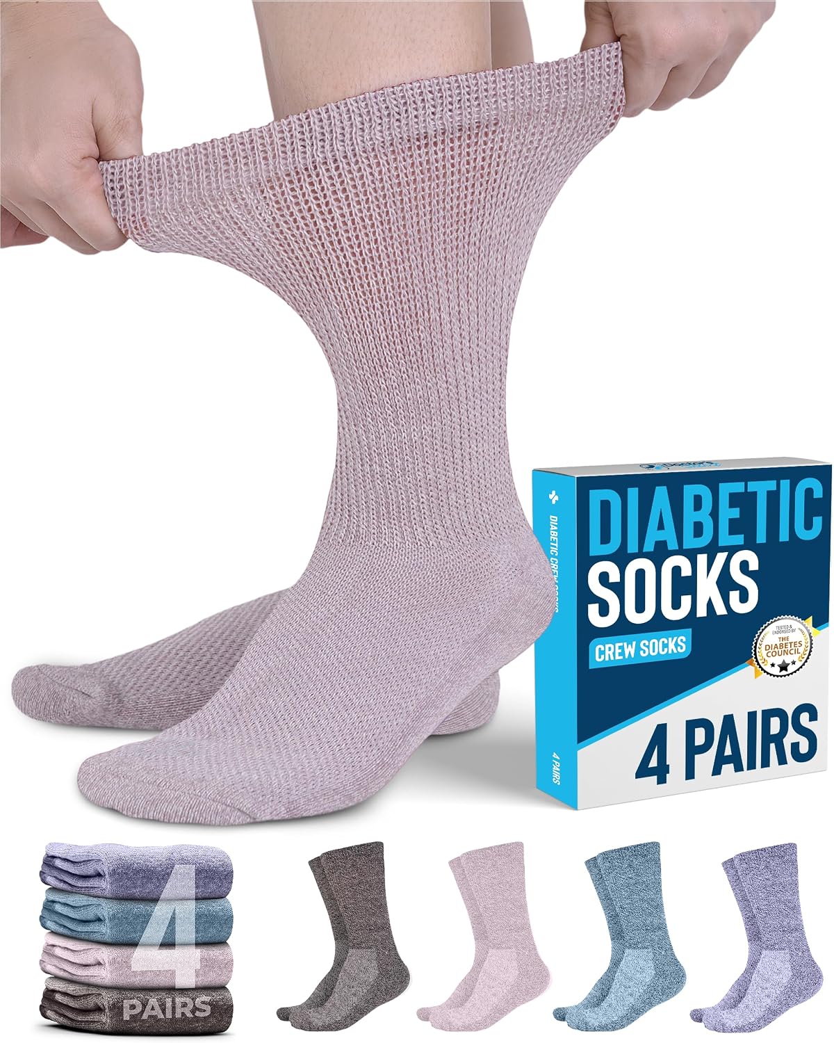 Doctor's Select diabetic socks front view showcasing non-binding top