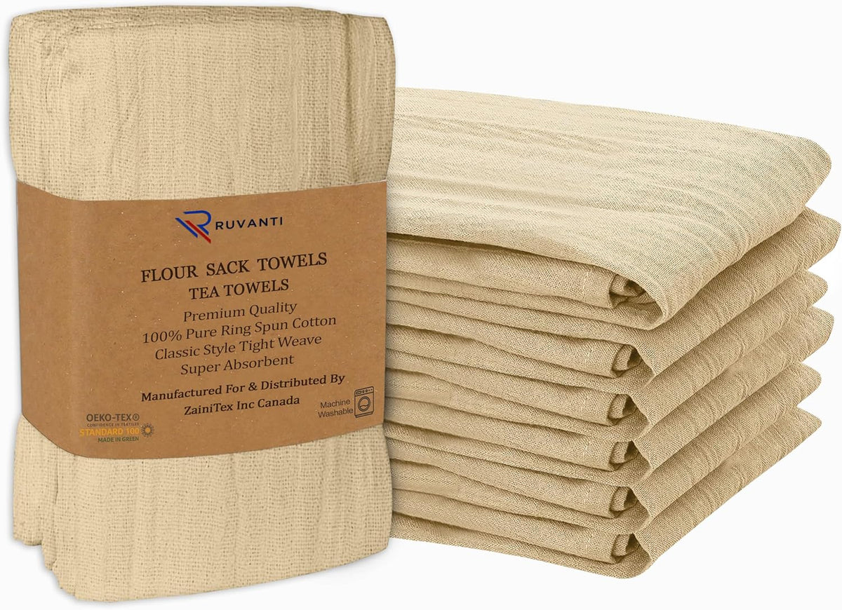 RUVANTI Flour Sack Towels 12 Pack 28"x28", 100% Cotton Ring Spun - White | Washable & Reusable, Absorbent Dish Cloth. Tea Towels, Kitchen Towels are perfect for Drying, Cleaning, Wiping Stain, Dusting - Image 14