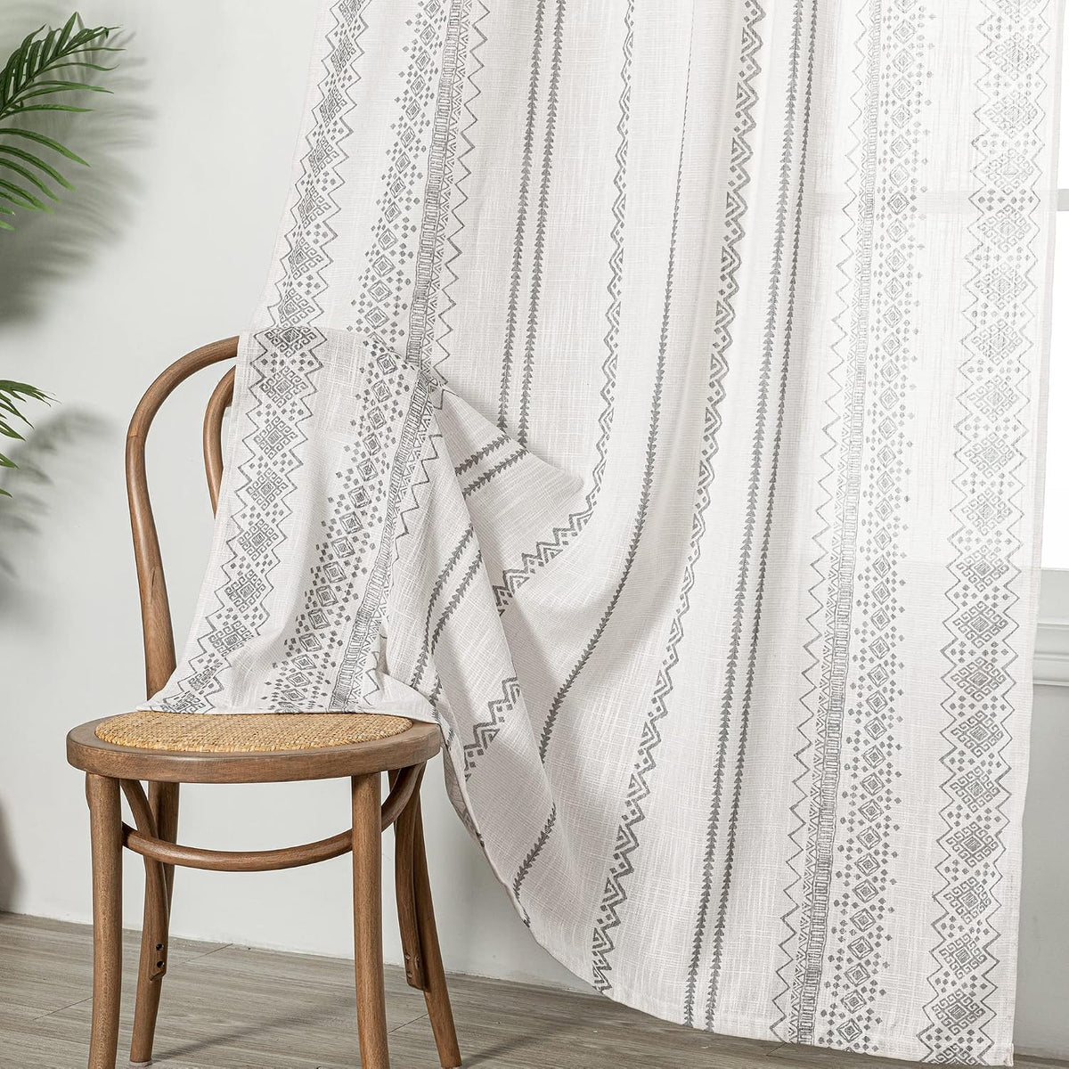 MEETSKY natural cream botanical print drapes