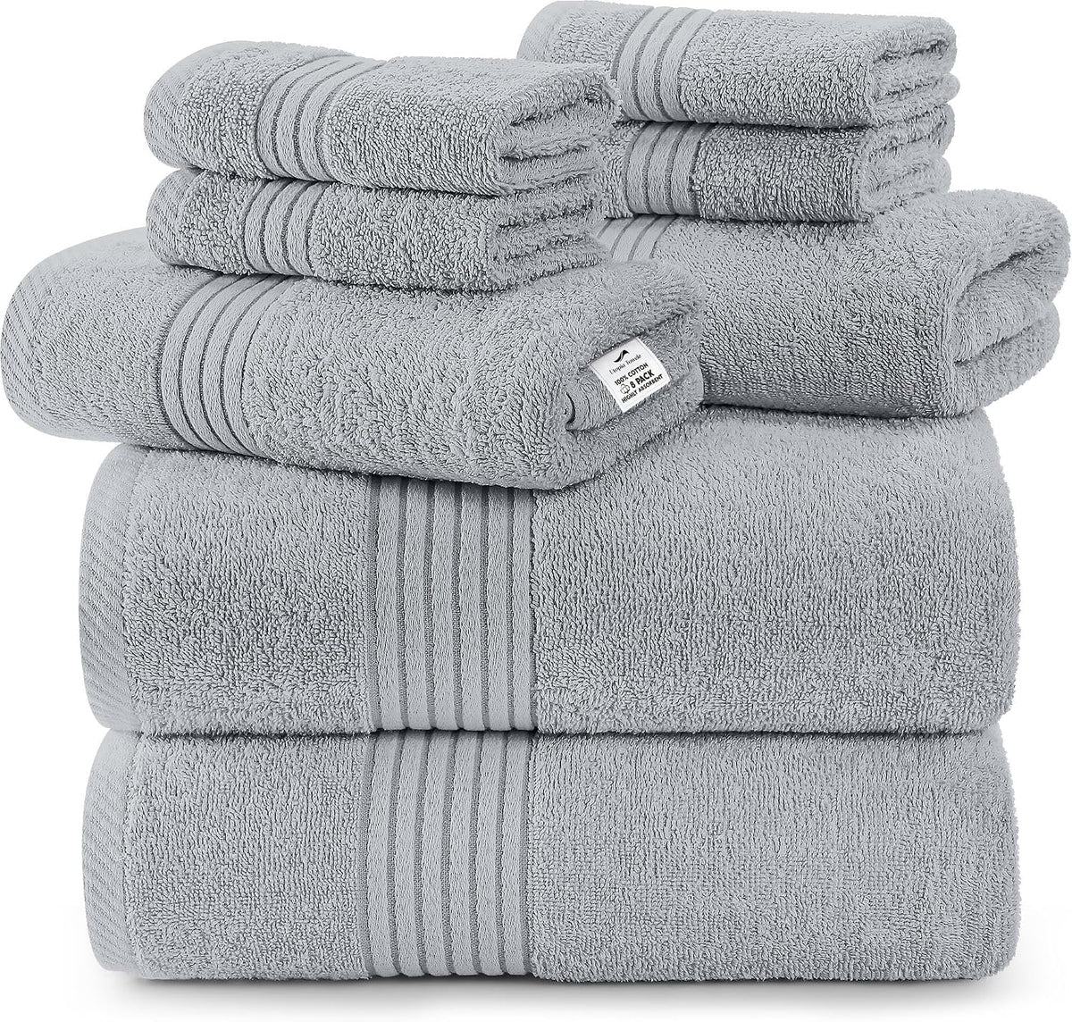 Utopia Towels 8 Piece Premium Towel Set, 2 Bath 2 Hand 4 Wash, Black | Premium Lightweight Ring Spun Cotton Hand Towels - Highly Absorbent, Quick-Drying, Ideal for Travel, Camp, Hotel & Spa - Image 10